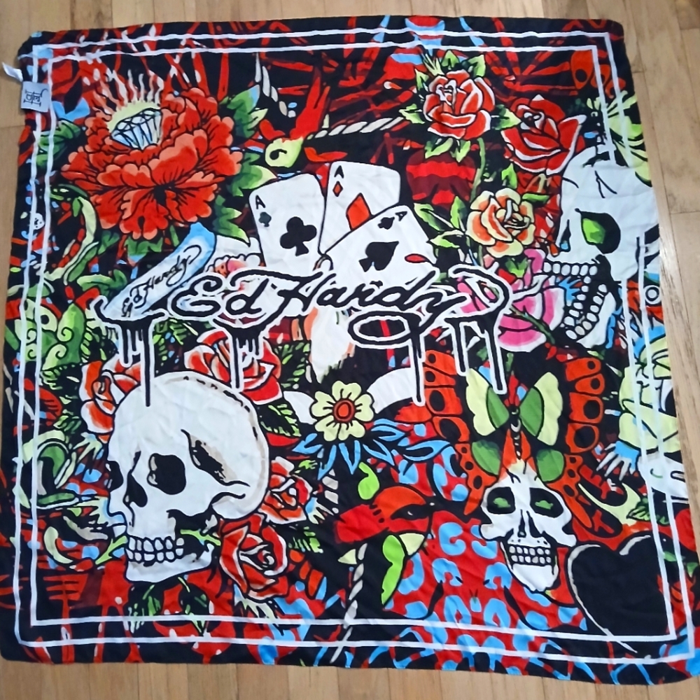 Ed Hardy GIANT 43 Inch Square Scarf